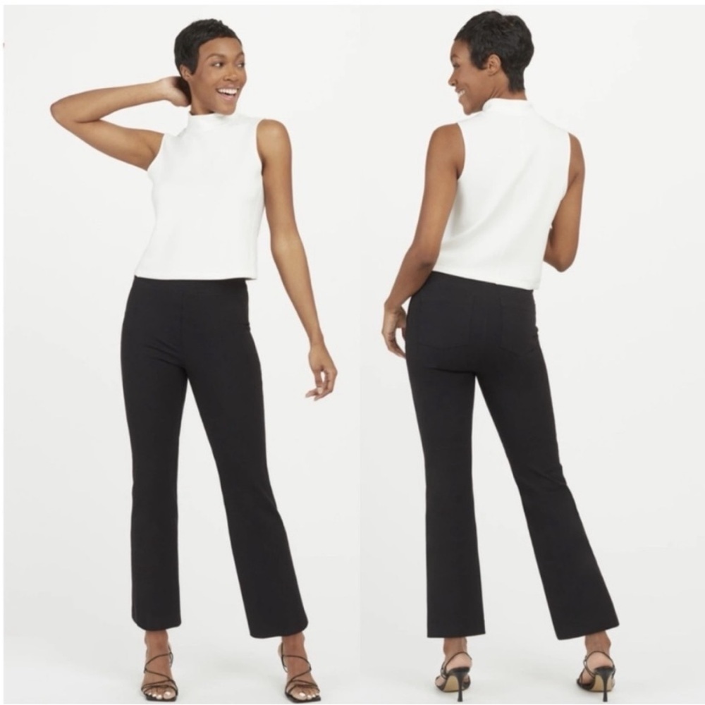 Spanx On The Go Pull-On Cropped Pants Black Large Minimalist Neutral